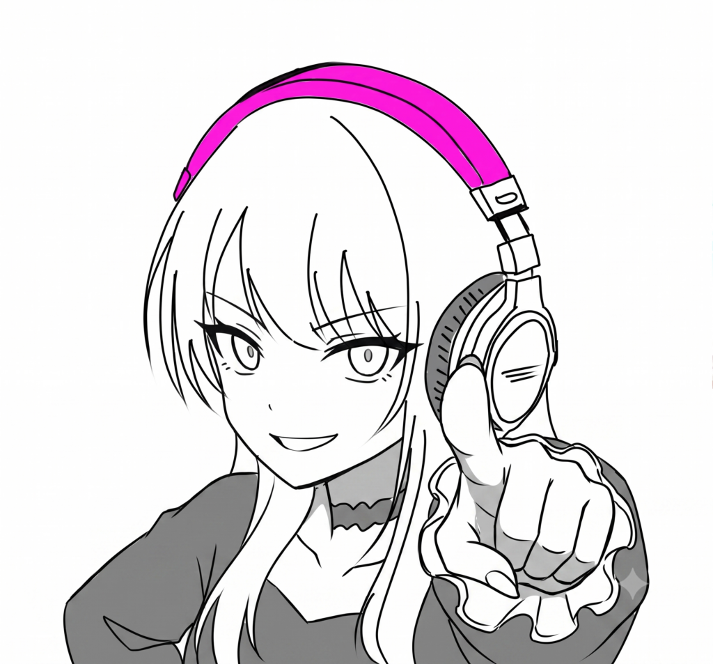オリジナルキャラクターが説明している手書きイラスト