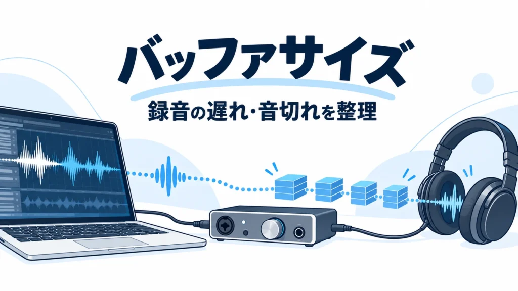 バッファサイズと録音の遅れ・音切れを整理する記事のアイキャッチ