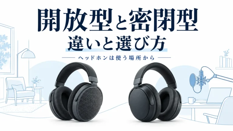 開放型と密閉型ヘッドホンを、静かな室内・録音・外出の用途で選ぶ記事の表紙