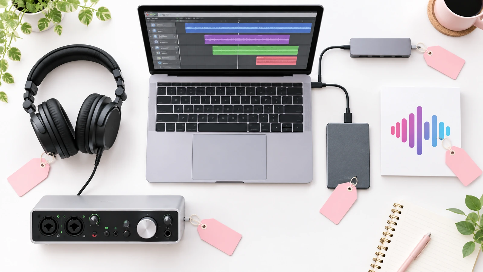 MacBook本体とオーディオインターフェイス・ヘッドホン・外部SSD・ハブの総費用