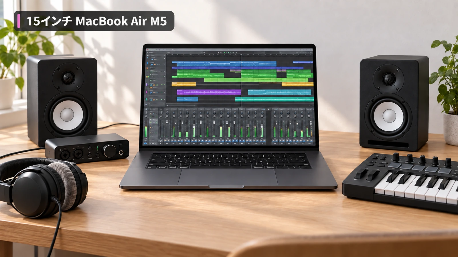 15インチMacBook Air M5の広い画面で自宅DTMをするイメージ