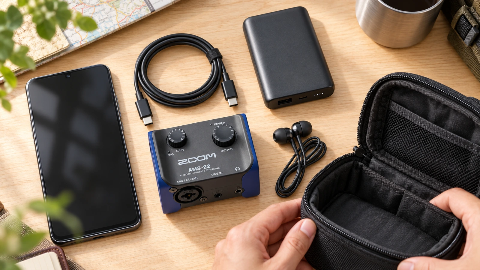 ZOOM AMS-22をスマホ録音へ持ち出す機材セット